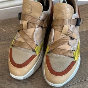 Chloé Multi-Color Leather & Suede Platform Sneakers